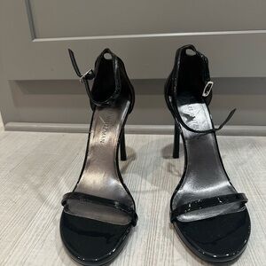 Stuart Weitzman Black Patent Strap Heels